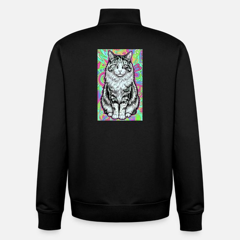 chat - Sweat zippé unisexe en coton bio Stanley/Stella - noir