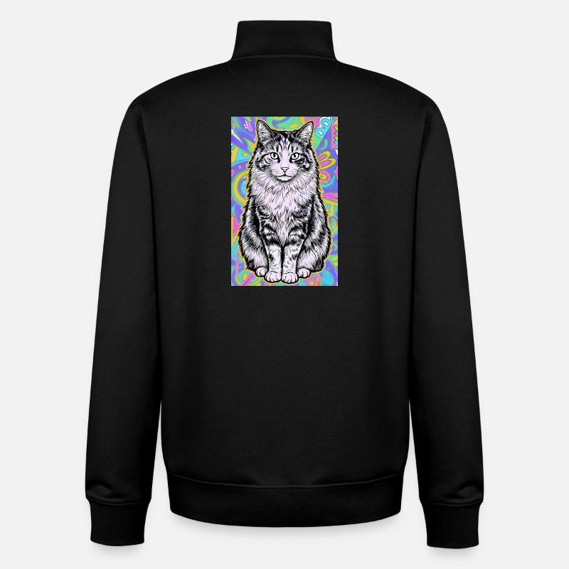 Katze - Unisex Organic Zip Sweatshirt von Stanley/Stella - Schwarz