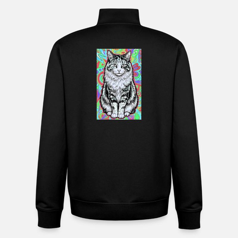 chat - Sweat zippé unisexe en coton bio Stanley/Stella - noir