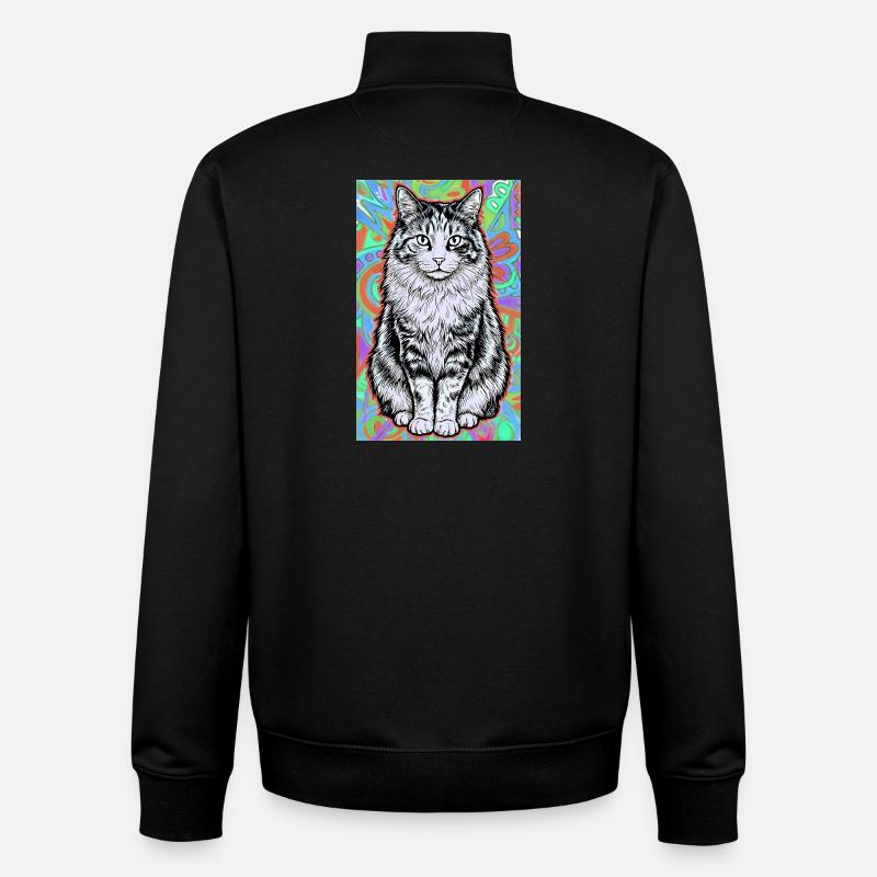 chat - Sweat zippé unisexe en coton bio Stanley/Stella - noir