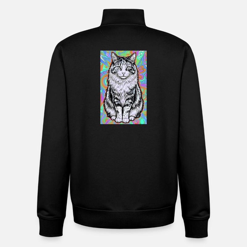 chat - Sweat zippé unisexe en coton bio Stanley/Stella - noir