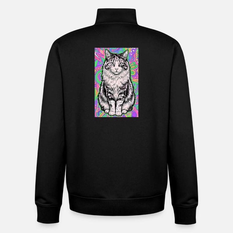 Katze - Unisex Organic Zip Sweatshirt von Stanley/Stella - Schwarz