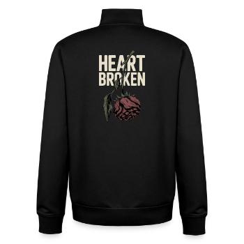 Cœur brisé avec Rose Flétrie - Sweat zippé unisexe en coton bio Stanley/Stella - noir - Dos - AI Model Male 185 light (185cm)