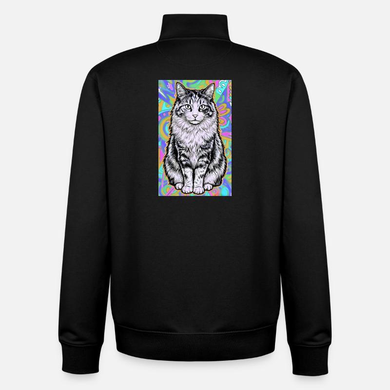 cat - Unisex Organic Zip Sweatshirt by Stanley/Stella - black