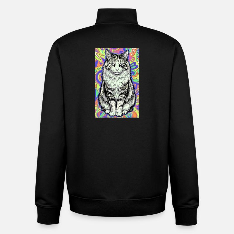 chat - Sweat zippé unisexe en coton bio Stanley/Stella - noir