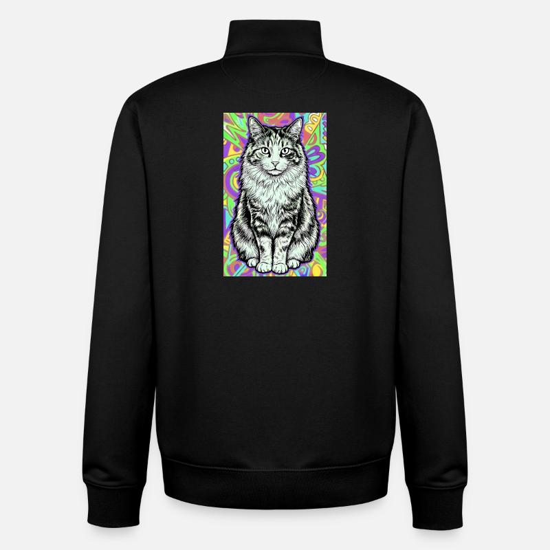 Katze - Unisex Organic Zip Sweatshirt von Stanley/Stella - Schwarz