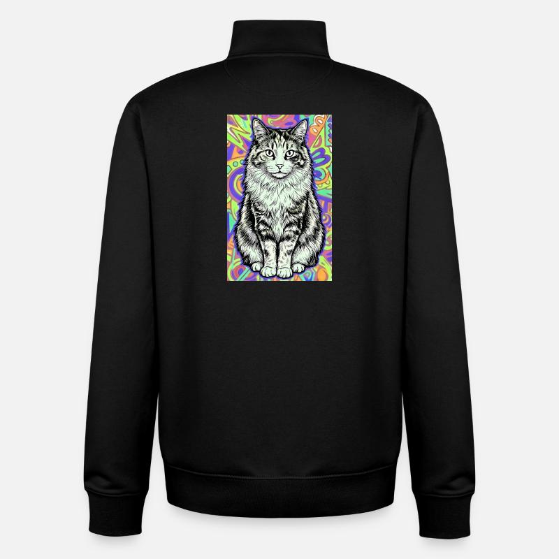 chat - Sweat zippé unisexe en coton bio Stanley/Stella - noir