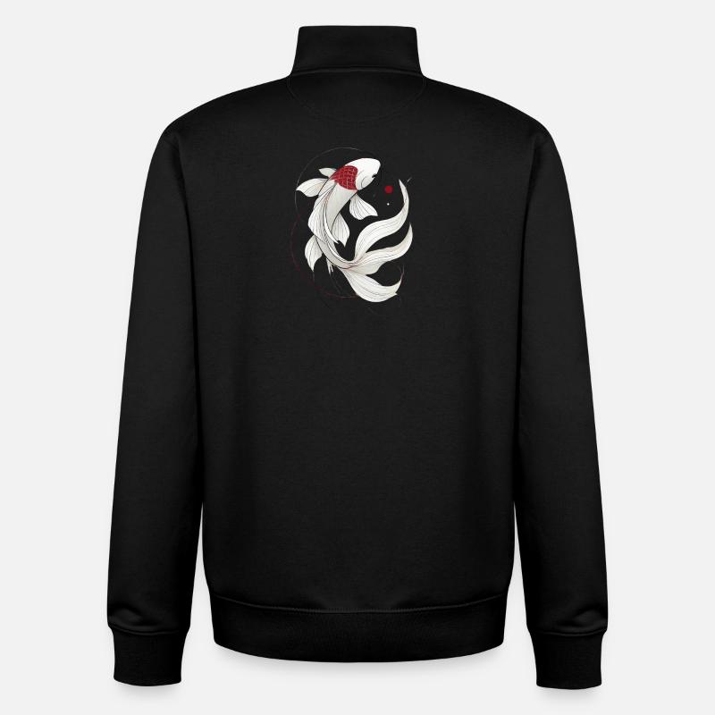 Illustration élégante de poisson Koi - Sweat zippé unisexe en coton bio Stanley/Stella - noir