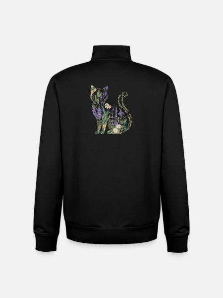 Boho Katze Pflanzen Blumen - Unisex Organic Zip Sweatshirt von Stanley/Stella - Schwarz