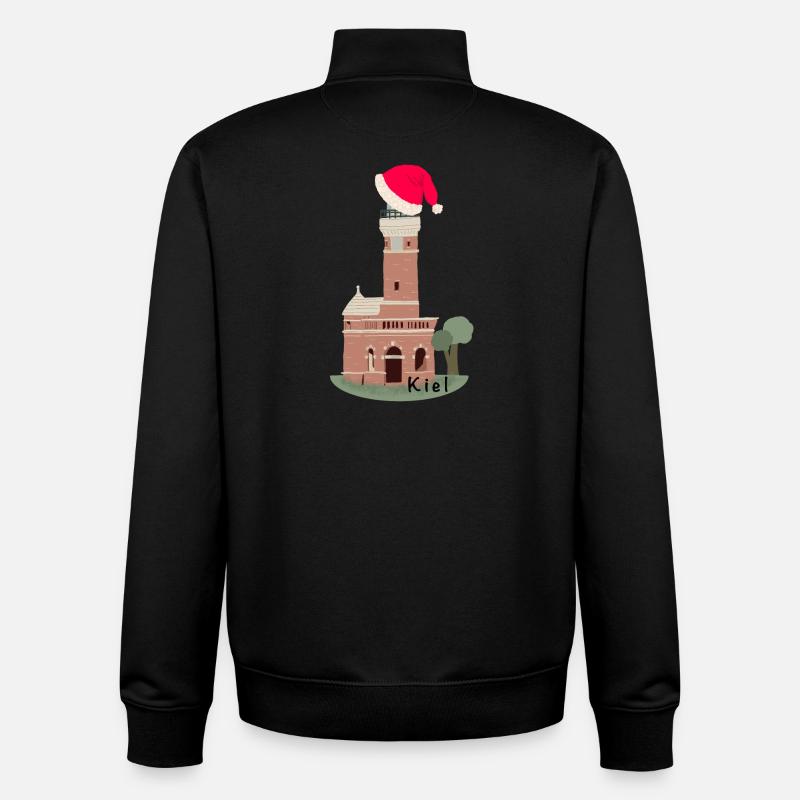 Noël, Phare de Kiel Holtenau - Sweat zippé unisexe en coton bio Stanley/Stella - noir