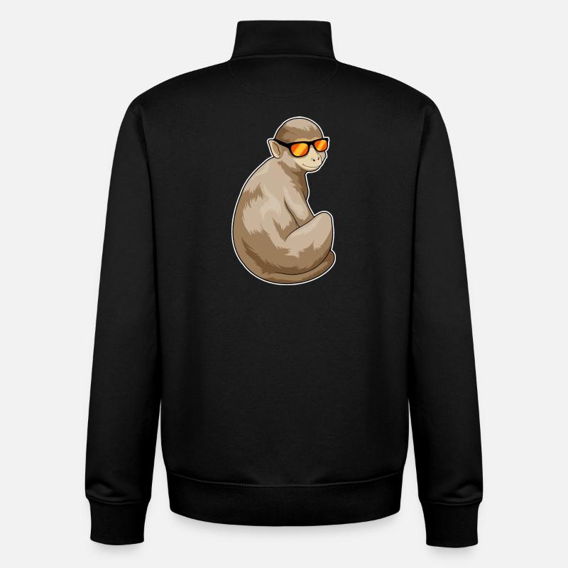 Monkey Sunglasses - Unisex Organic Zip Sweatshirt by Stanley/Stella - black