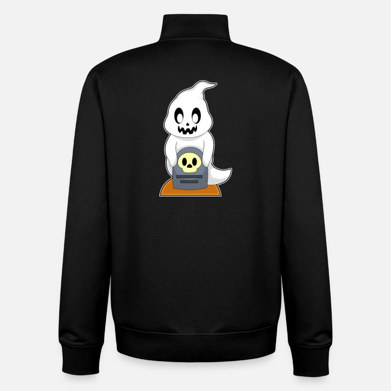 Tombe fantôme d’Halloween - Sweat zippé unisexe en coton bio Stanley/Stella - noir