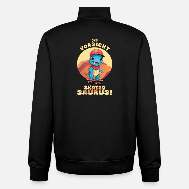 Méfiez-vous du Skateosaurus - Sweat zippé unisexe en coton bio Stanley/Stella - noir