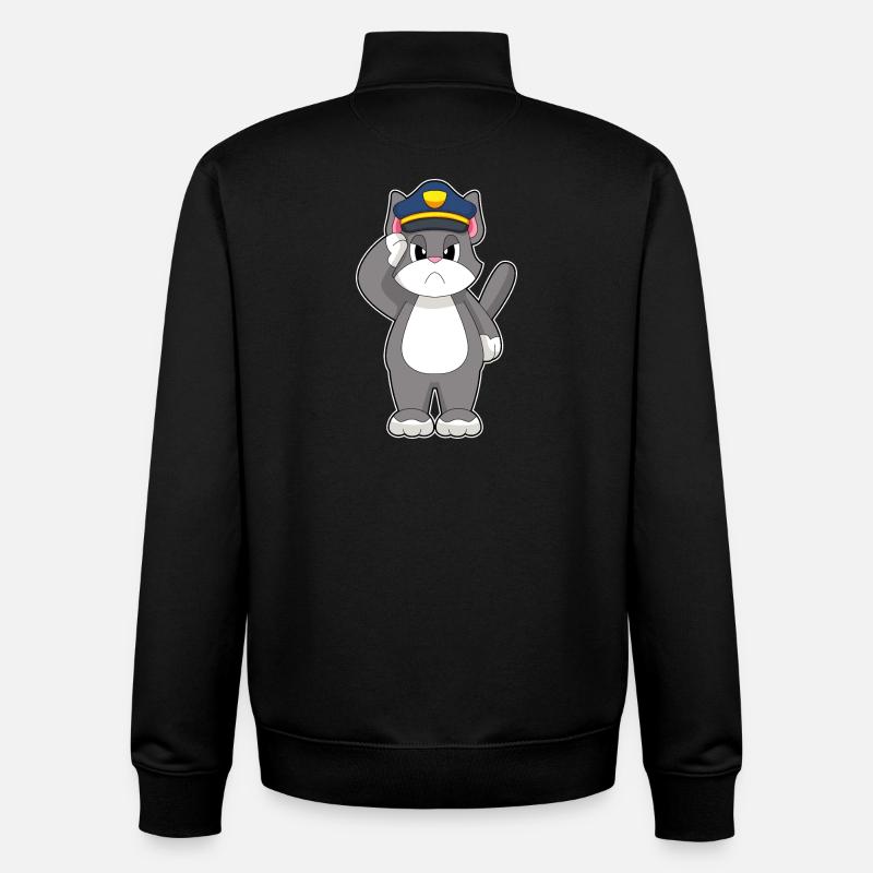 Chat, Policier, Police - Sweat zippé unisexe en coton bio Stanley/Stella - noir