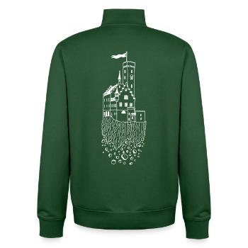 Flying Castle (White) - Unisex Organic Zip Sweatshirt by Stanley/Stella - bottle green - Back - AI Model Male 185 dark (185cm)