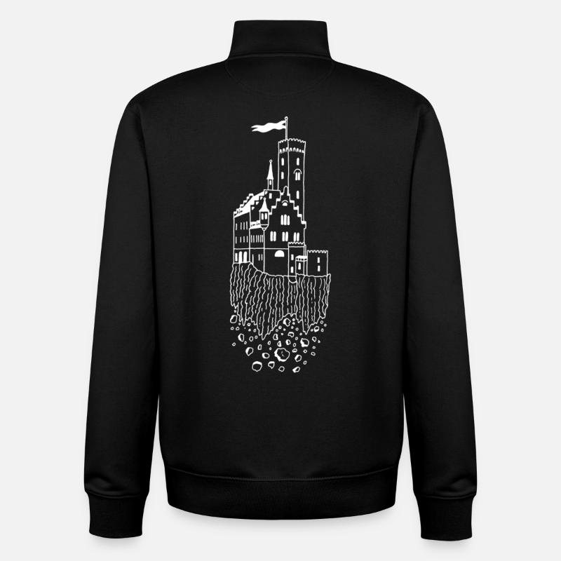 Château volant (blanc) - Sweat zippé unisexe en coton bio Stanley/Stella - noir