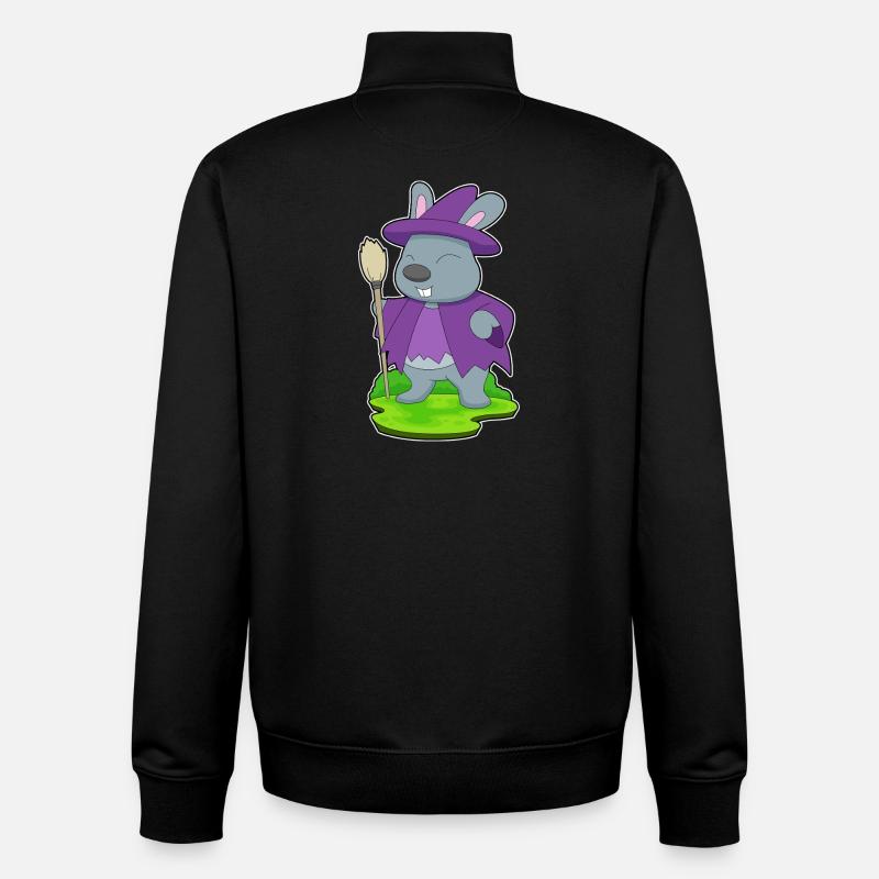 Bunny Witch Broom - Unisex Organic Zip Sweatshirt by Stanley/Stella - black
