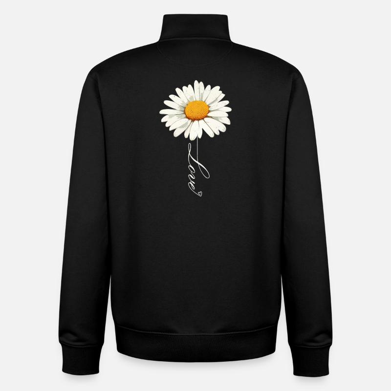 Gänseblümchenblume mit Liebe Skript - Unisex Organic Zip Sweatshirt von Stanley/Stella - Schwarz