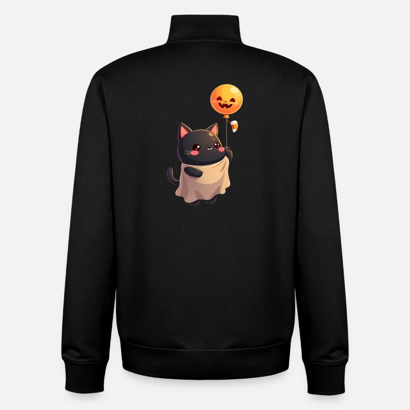 Halloween Cat with Halloween Pumpkin - Unisex Organic Zip Sweatshirt von Stanley/Stella - Schwarz