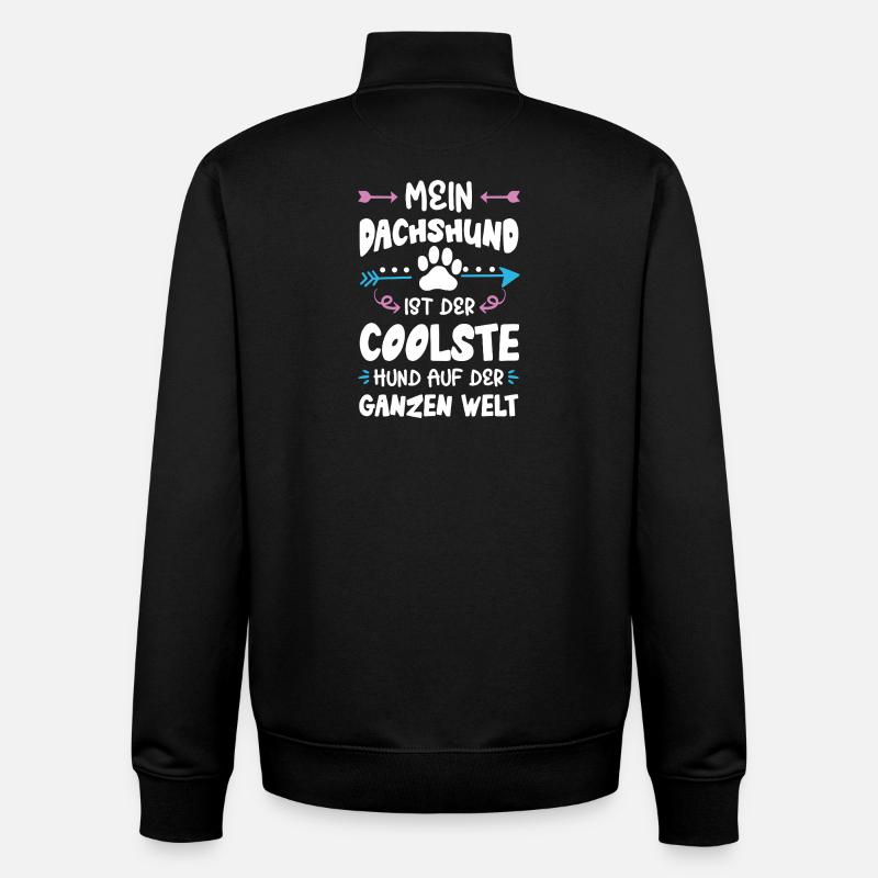 dackel dachshund hund spruch - Unisex Organic Zip Sweatshirt von Stanley/Stella - Schwarz