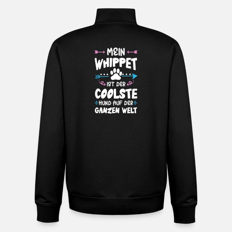 Dicton de chien whippet - Sweat zippé unisexe en coton bio Stanley/Stella - noir