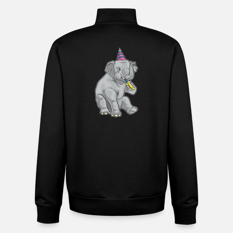 Elephant Birthday Toad - Unisex Organic Zip Sweatshirt by Stanley/Stella - black