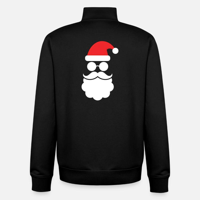 Weihnachtsmann mit Bart Minimal Kopf Design - Unisex Organic Zip Sweatshirt von Stanley/Stella - Schwarz