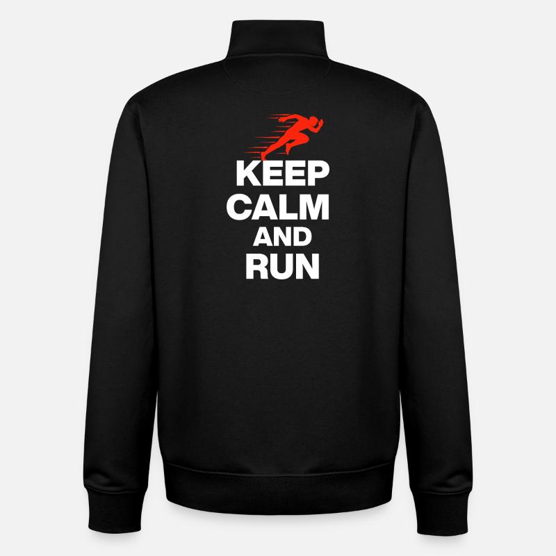 KEEP CALM AND RUN! - Unisex Organic Zip Sweatshirt by Stanley/Stella - black
