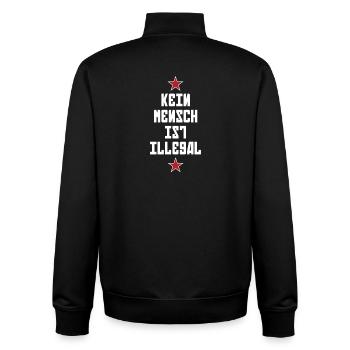 No One Is Illegal - Migration - Illegality - Unisex Organic Zip Sweatshirt by Stanley/Stella - black - Back - AI Model Male 185 light (185cm)