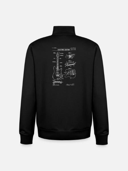 electric guitar blueprint patent. - Unisex Organic Zip Sweatshirt by Stanley/Stella - black