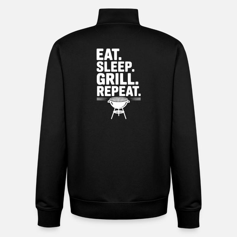 Mange. Dors. Grill. Répétez. - Sweat zippé unisexe en coton bio Stanley/Stella - noir
