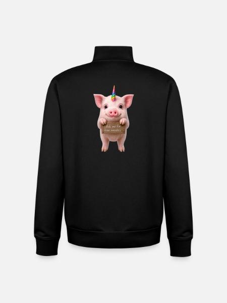 Regenbogen-Einhornschwein - Unisex Organic Zip Sweatshirt von Stanley/Stella - Schwarz
