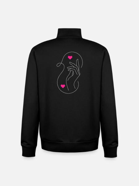 Tender Love : Hands & Hearts Design - Sweat zippé unisexe en coton bio Stanley/Stella - noir
