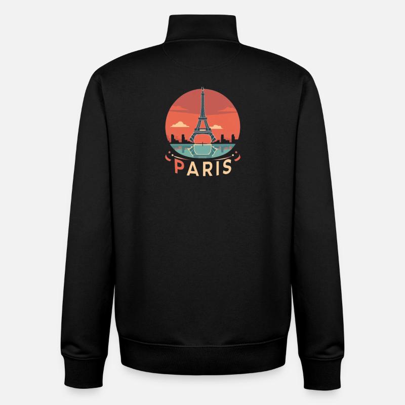Paris Sunset Circle - Unisex Organic Zip Sweatshirt by Stanley/Stella - black