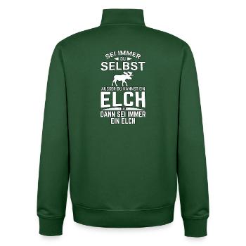 Sei immer du selbst Spruch Elch Lustig - Unisex Organic Zip Sweatshirt von Stanley/Stella - Flaschengrün - Hinten - AI Model Male 185 dark (185cm)