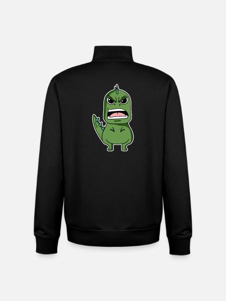 angry dino - Unisex Organic Zip Sweatshirt by Stanley/Stella - black