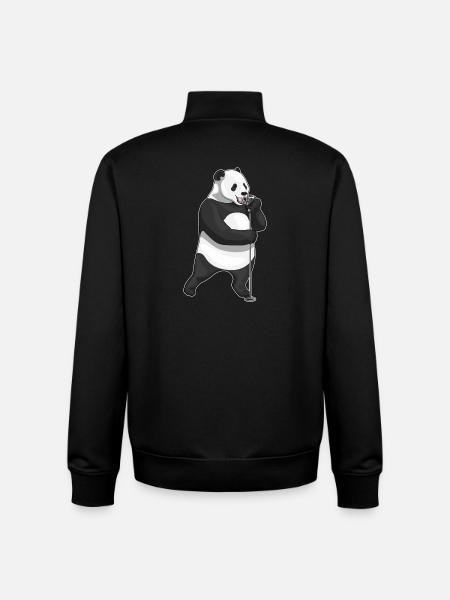 Panda Singer Chant au micro - Sweat zippé unisexe en coton bio Stanley/Stella - noir
