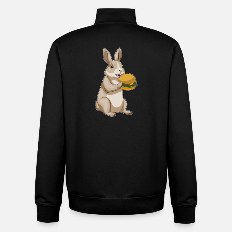 Bunny Cheeseburger - Sweat zippé unisexe en coton bio Stanley/Stella - noir