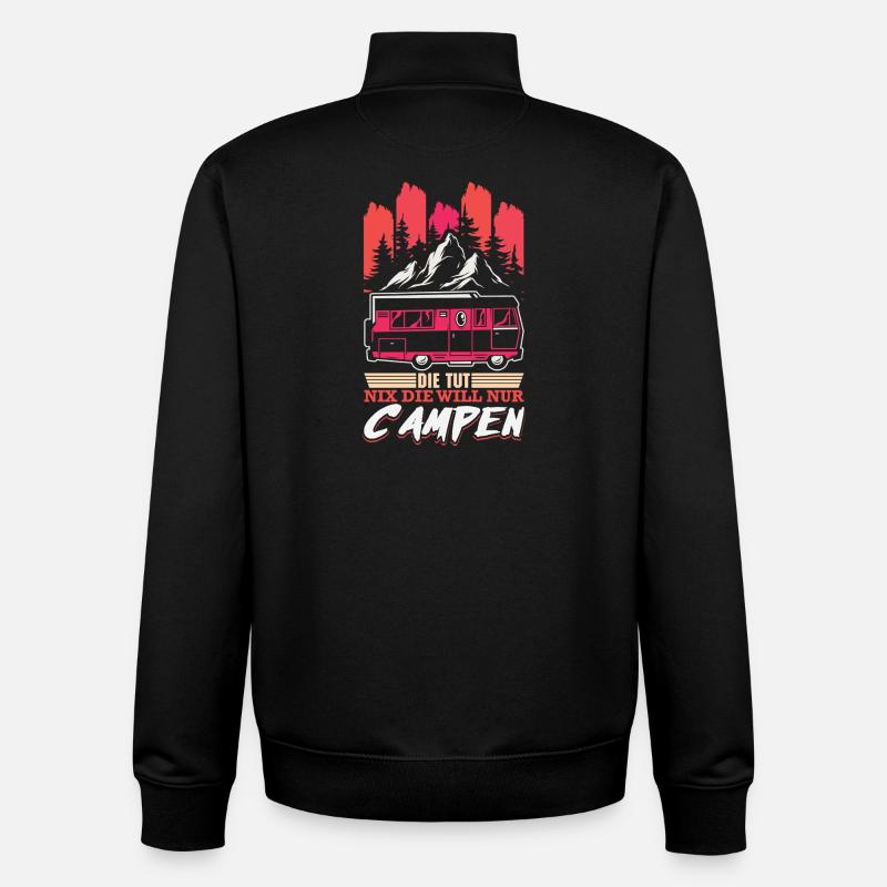 Camper Camping Caravane Dicton - Sweat zippé unisexe en coton bio Stanley/Stella - noir