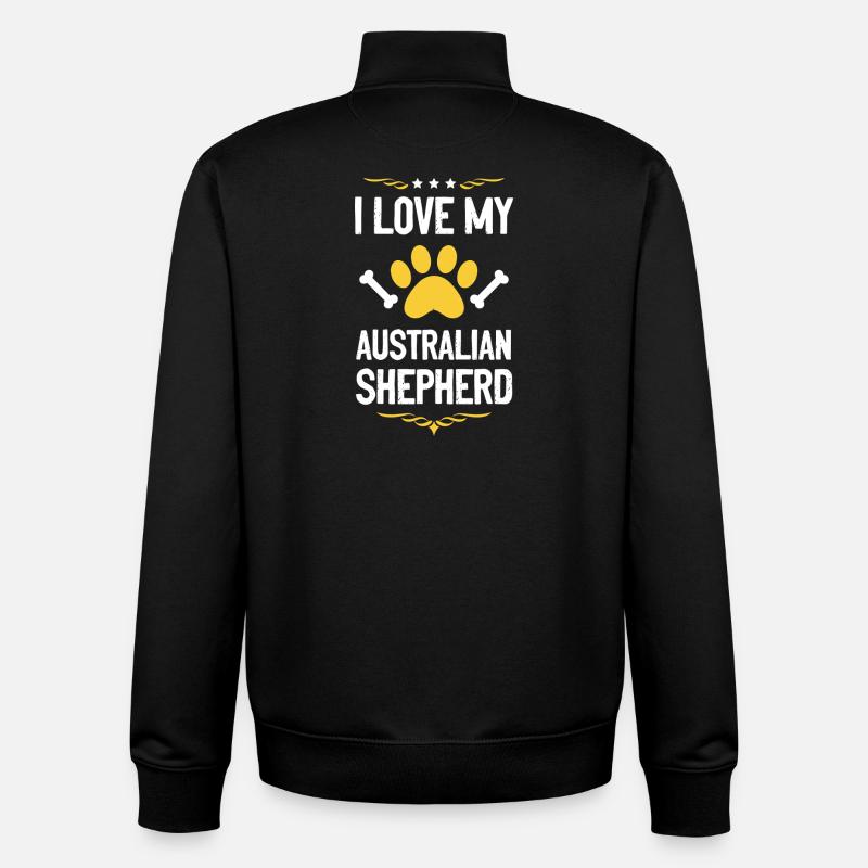 I love my Australian Shepherd - Unisex Organic Zip Sweatshirt by Stanley/Stella - black