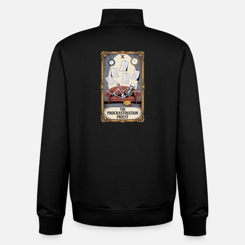 The Procrastination Priest Skelett Aufschieberitis - Unisex Organic Zip Sweatshirt von Stanley/Stella - Schwarz