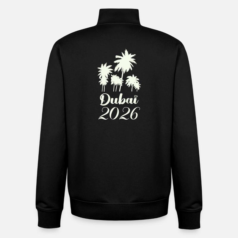 Scénario de Dubai Palm Trees 2026 - Sweat zippé unisexe en coton bio Stanley/Stella - noir