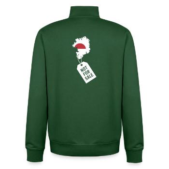 Greenland Not For Sale - Statement Design - Unisex Organic Zip Sweatshirt by Stanley/Stella - bottle green - Back - AI Model Male 185 dark (185cm)