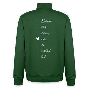 Who are you? - Unisex Organic Zip Sweatshirt by Stanley/Stella - bottle green - Back - AI Model Male 185 dark (185cm)