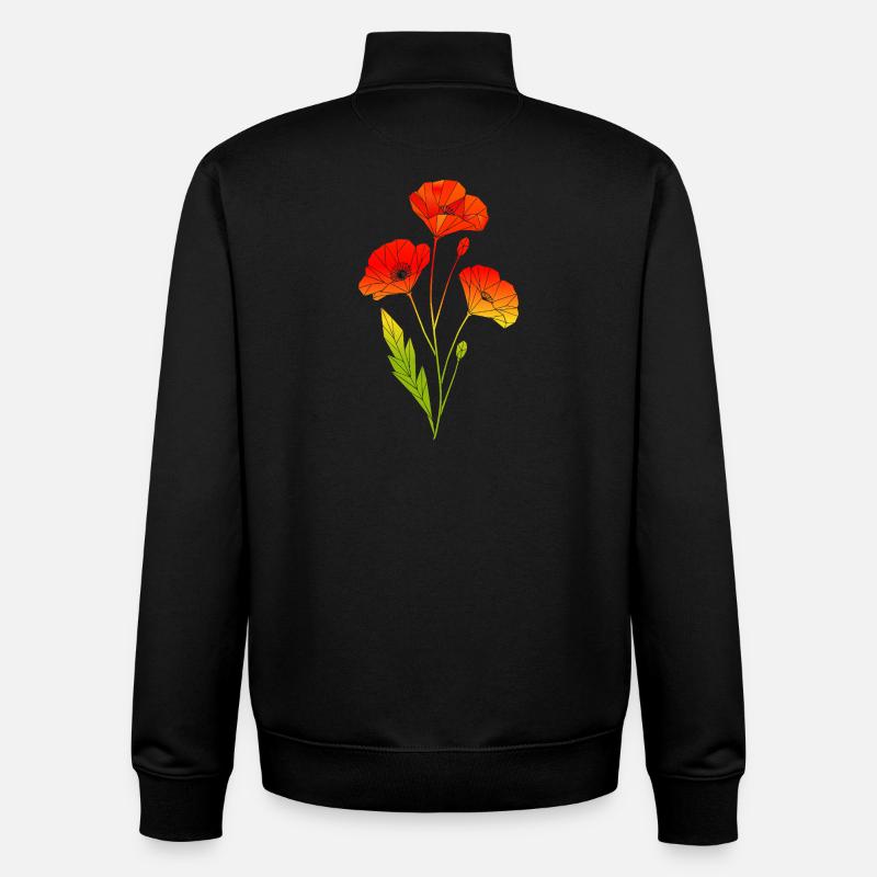 Geometrische Mohnblumen im Polygon Stil - Unisex Organic Zip Sweatshirt von Stanley/Stella - Schwarz