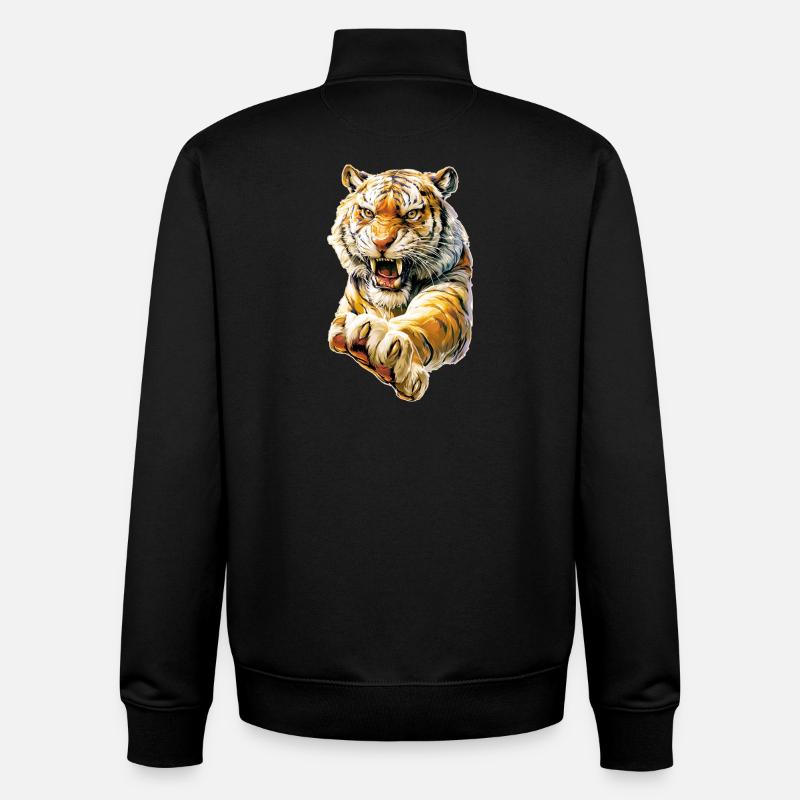 Cool Tiger - Unisex Organic Zip Sweatshirt by Stanley/Stella - black