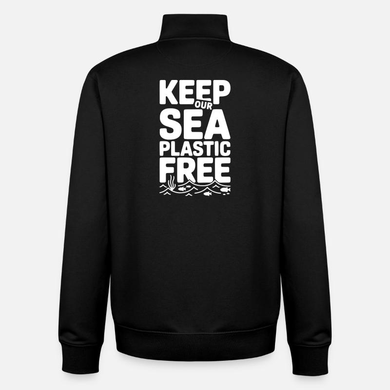 Keep Our Sea Plastic Free - Unisex Organic Zip Sweatshirt by Stanley/Stella - black