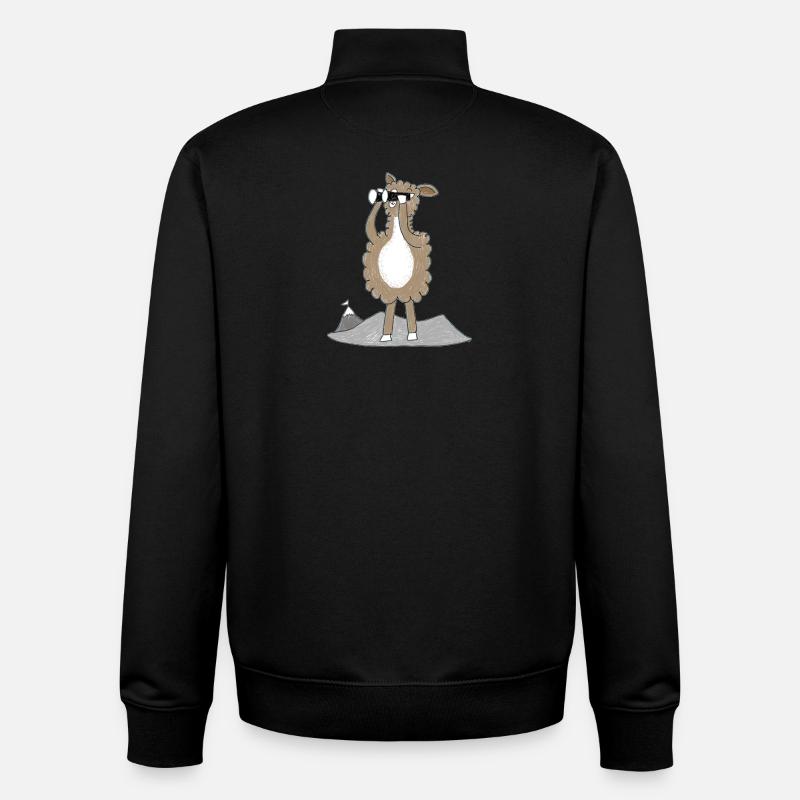 Llama with binoculars - Unisex Organic Zip Sweatshirt by Stanley/Stella - black