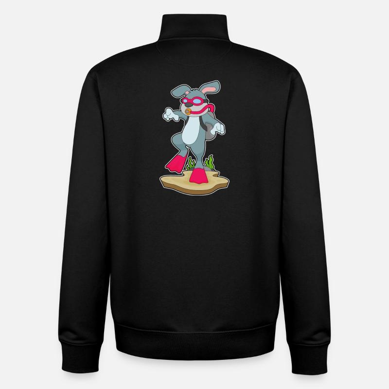 Rabbit Diver Bouteille d’oxygène Plongée - Sweat zippé unisexe en coton bio Stanley/Stella - noir