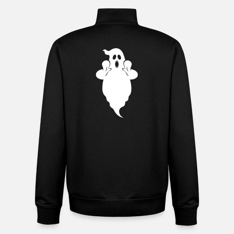 Fantôme Boo - Sweat zippé unisexe en coton bio Stanley/Stella - noir